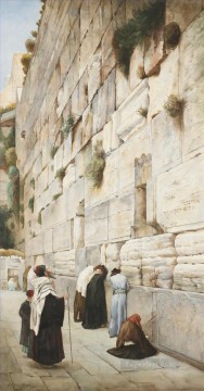  orientalista Pintura al %C3%B3leo - MURO OCCIDENTAL JERUSALÉN acuarela Gustav Bauernfeind Orientalista Judío